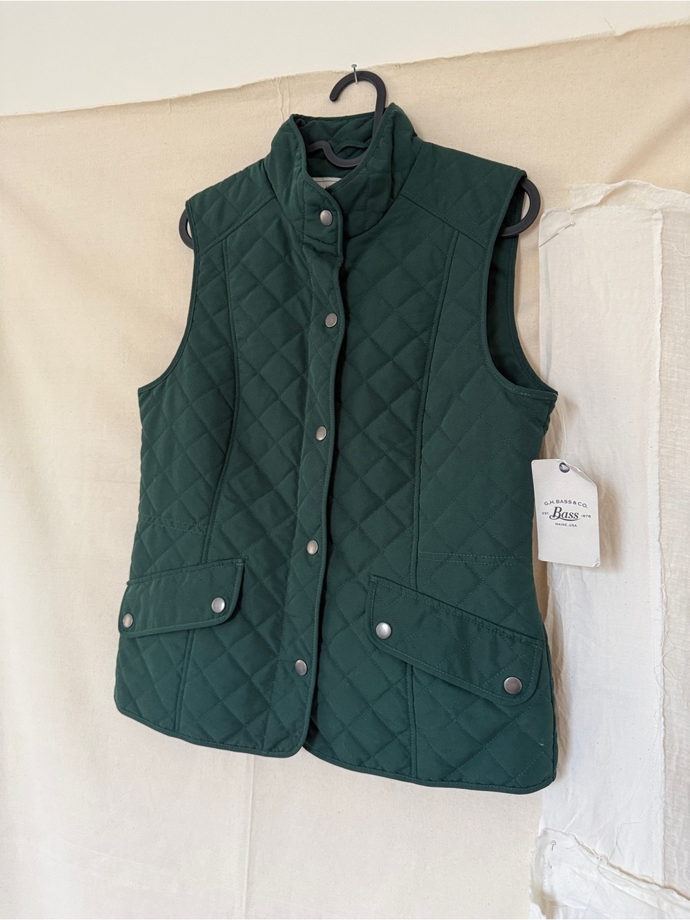Quilted Forest Green Snap-Front Vest